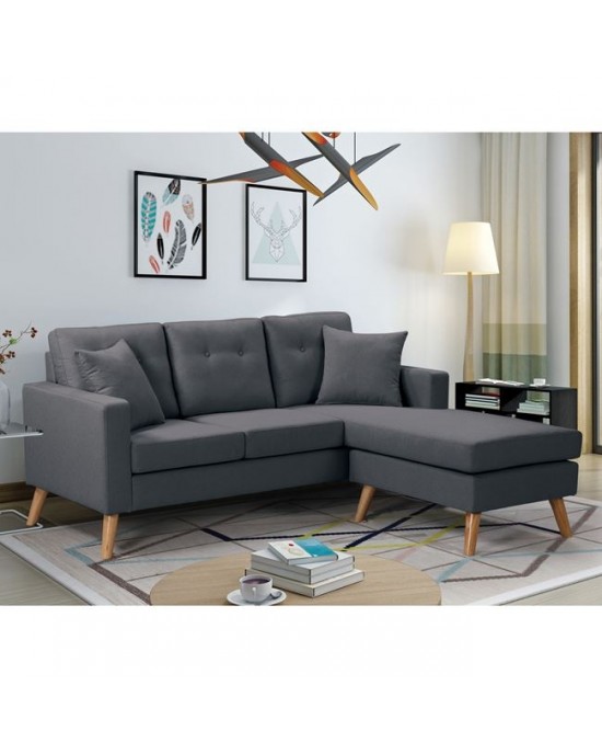 Ε9690,1 ALAN Reversible Corner Sofa Fabric Dark Grey