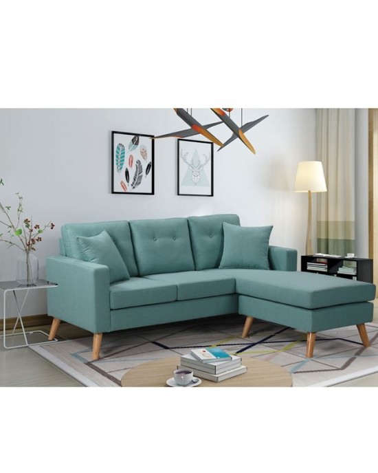 Ε9690,2 ALAN Reversible Corner Sofa Fabric Pale Green
