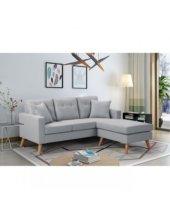Ε9690,3 ALAN Reversible Corner Sofa Fabric Light Grey
