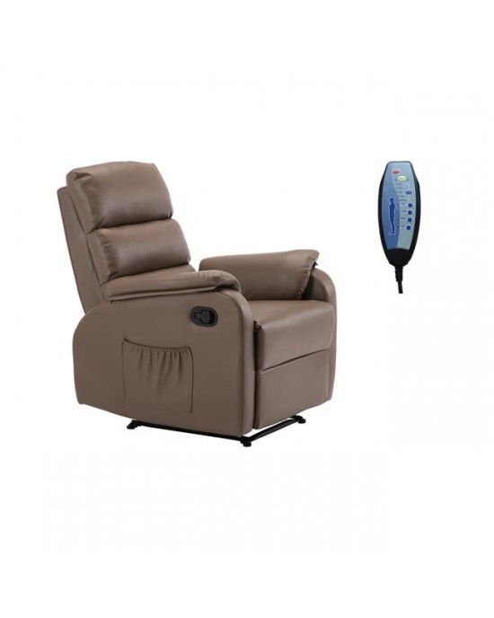Ε9733,4 COMFORT Massage Armchair Relax Cappuccino Pu