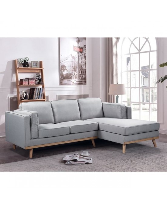 Ε9912,L CHAMBER Left Corner Sofa / Fabric Light Grey