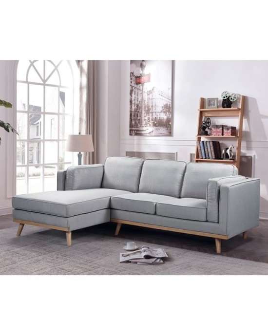 Ε9912,R CHAMBER Right Corner Sofa / Fabric Light Grey