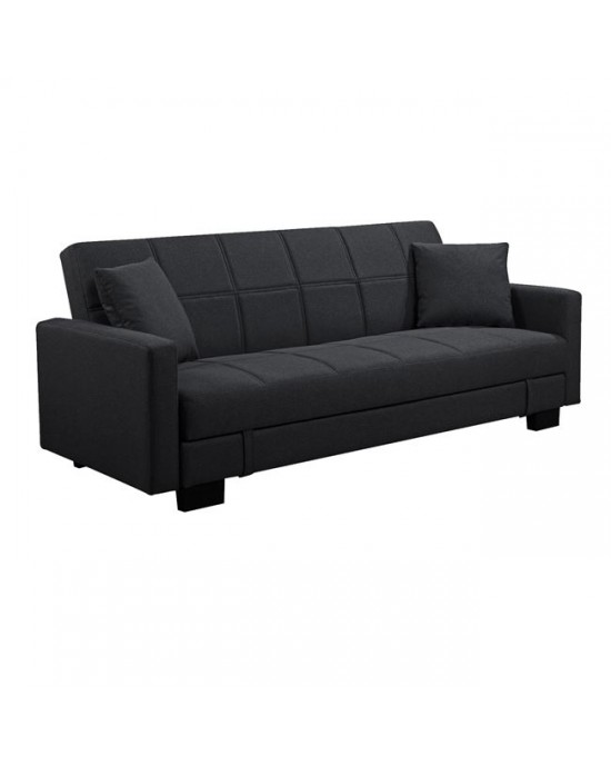 Ε9928,5 KELSO Καναπές - Κρεβάτι με Αποθηκευτικό Χώρο, 3Θέσιος, Ύφασμα Μαύρο 197x81x80cm Bed:105x176x38cm