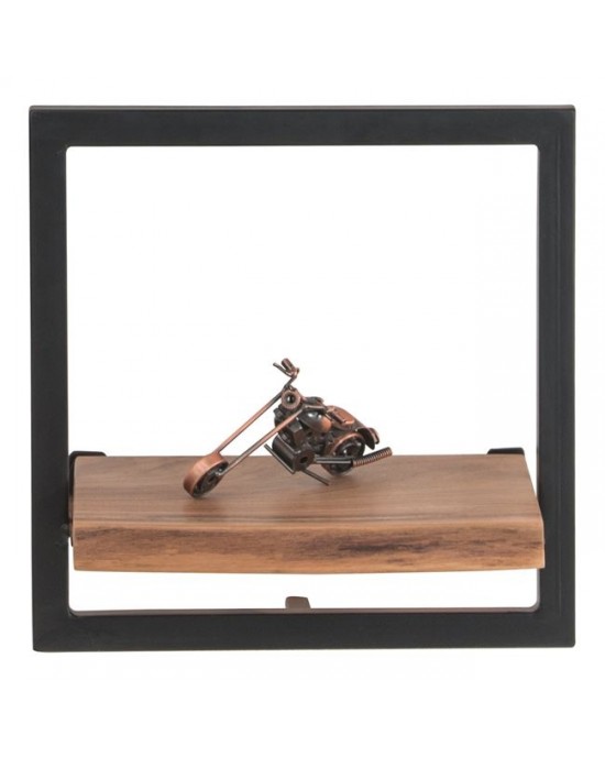 ΕΑ7070,5 LIZARD Frame Ράφι Μέταλλο Βαφή Μαύρο, Ξύλο Ακακία Φυσικό-35x25x35cm