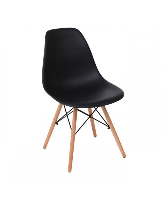 ΕΜ123,2P ART Wood Chair PP Black 1 pack / 4 pcs
