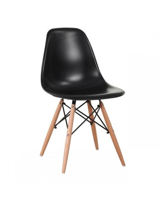 ΕΜ123,2W ART Wood Chair PP Black 1 pack / 4 pcs