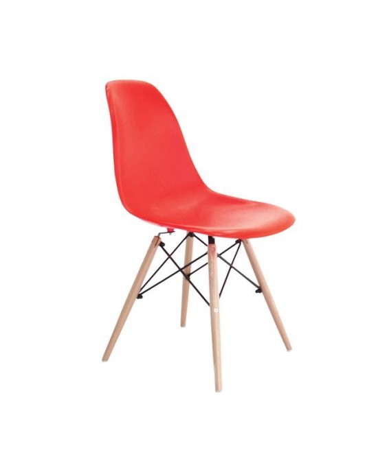 ΕΜ123,6W ART Wood Chair PP Red 1 pack / 4 pcs