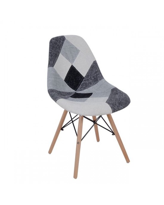 ΕΜ123,81 ART Wood Chair PP, Patchwork Fabric B&W 1 pack / 4 pcs
