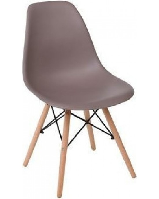 ΕΜ123,91W ART Wood Chair PP Sand Beige 1 pack / 4 pcs
