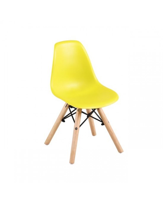 ΕΜ123,ΚY ART Wood Kid Chair PP Yellow 1 pack / 4 pcs