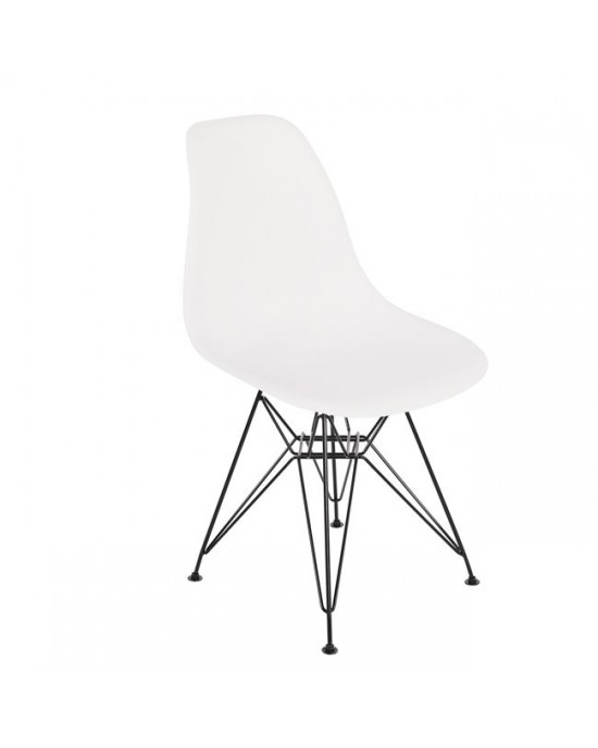 ΕΜ127,1 ART Chair Steel Black / PP White 1 pack / 4 pcs