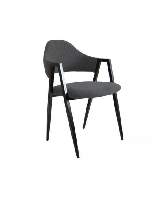 ΕΜ130,1 DELTA Armchair, Black Steel/Grey fabric 1 pack / 2 pcs-51x51x81cm