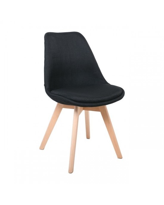ΕΜ136,24F MARTIN Chair Fabric Black (assembled cushion) 1 pack / 4 pcs