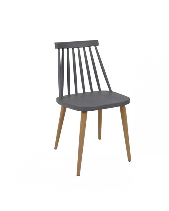 ΕΜ139,4 LAVIDA Chair Metal Natural, PP Anthracite 1 pack / 4 pcs
