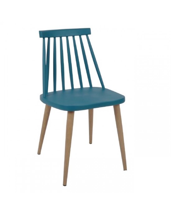 ΕΜ139,5 LAVIDA Chair Metal Natural, PP Blue 1 pack / 4 pcs