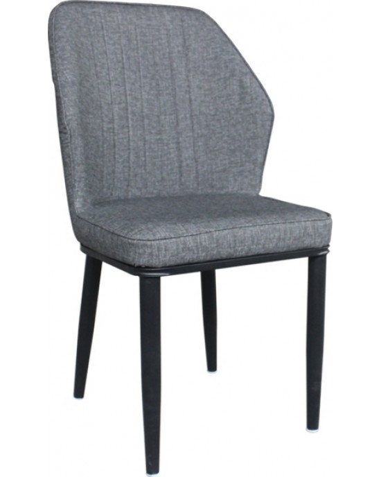 ΕΜ156,1 DELUX Chair Metal Black Paint/Anthracite Linen Pu 2 pack / 6 pcs-49x51x89cm
