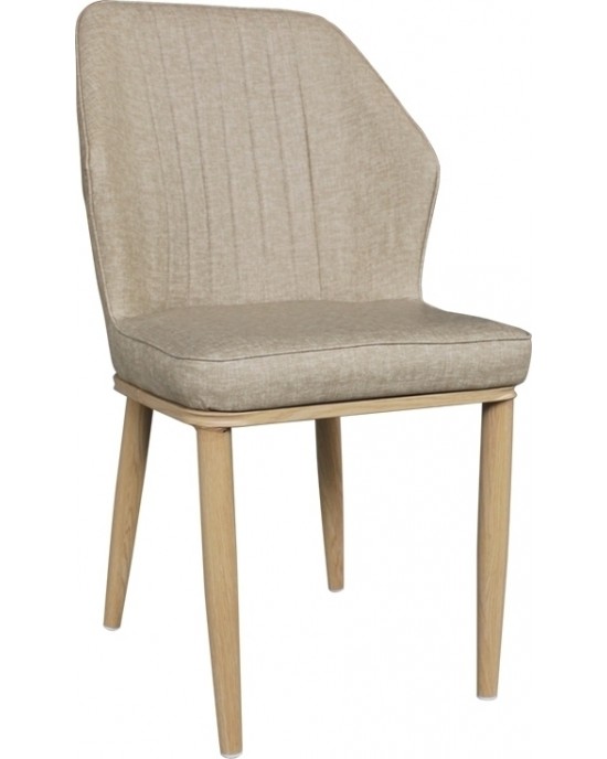 ΕΜ156,2 DELUX Chair Metal Natural Paint/Beige Linen Pu 2 pack / 6 pcs-49x51x89cm