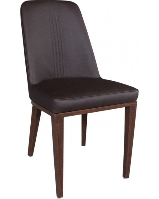 ΕΜ157,3 CASTER Chair Metal Walnut Paint/Dark Brown Linen Pu 2 pack / 6 pcs-45x60x89cm