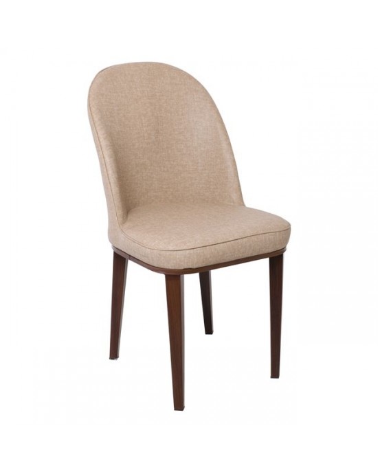 ΕΜ164,3 TEX Chair Metal Walnut Paint/Beige Linen Pu 2 pack / 4 pcs-47x60x90cm