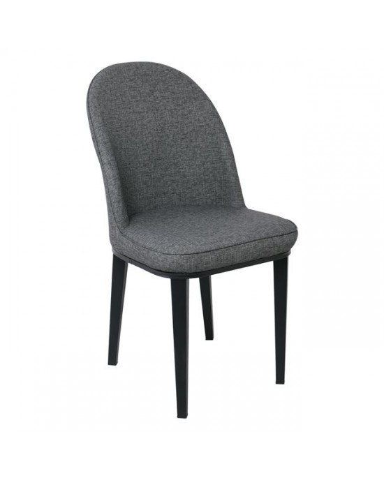 ΕΜ164,2 TEX Chair Metal Black Paint/Anthracite Linen Pu 2 pack / 4 pcs-47x60x90cm