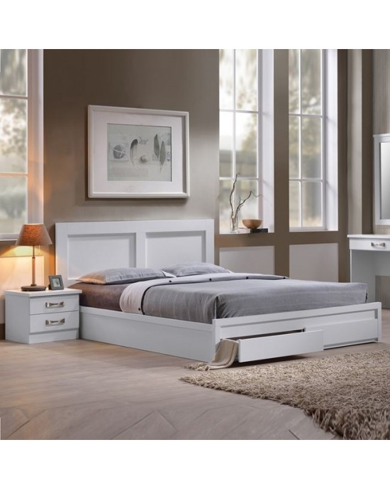 ΕΜ3636,1 LIFE Bed With Drawers 140x190 White