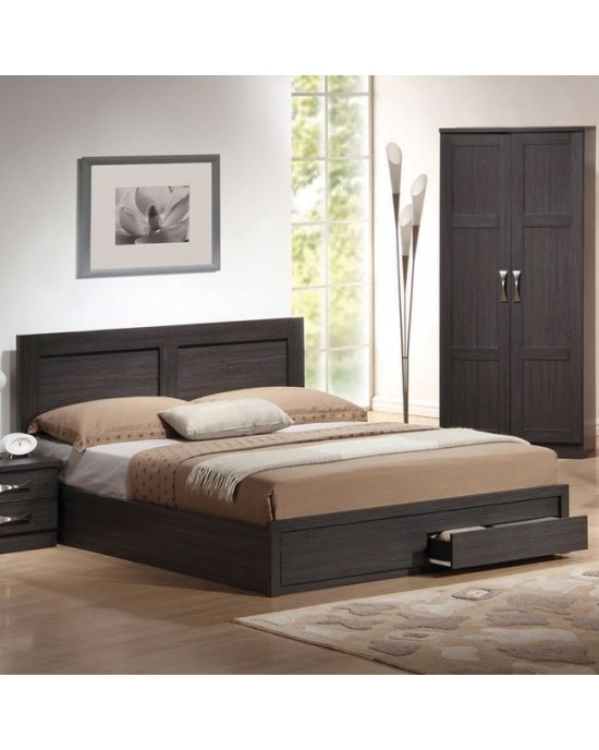 ΕΜ363 LIFE Κρεβάτι Διπλό, 2 Συρτάρια, για Στρώμα 160x200cm, Απόχρωση Zebrano