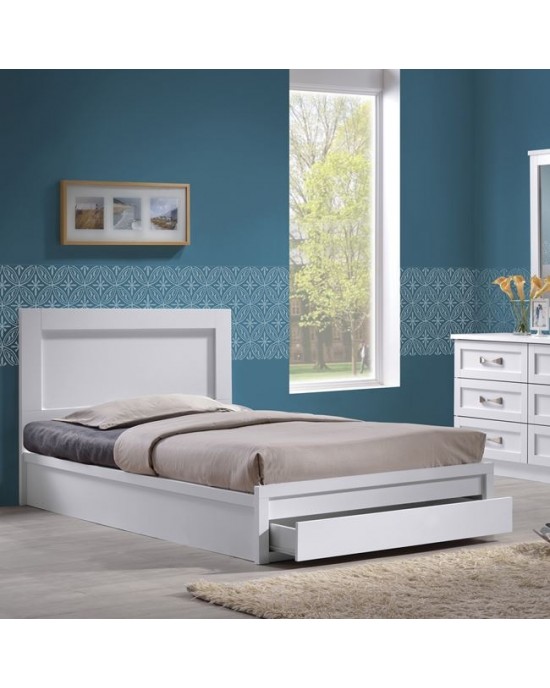 ΕΜ3632,1 LIFE Bed With Drawer 110x200 White