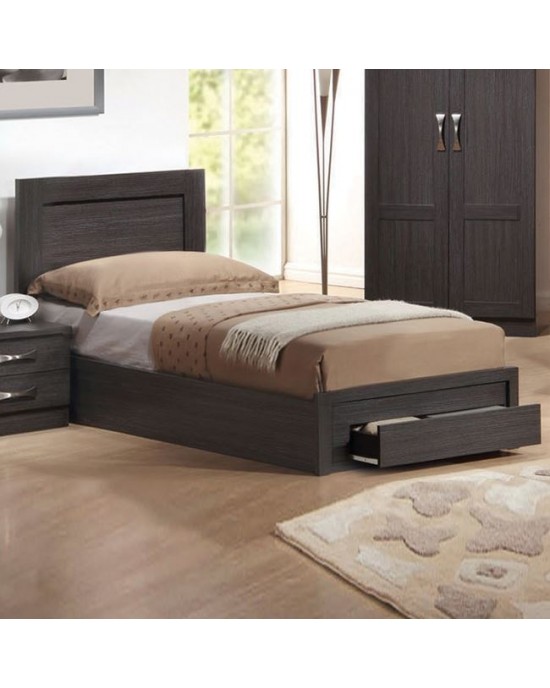 ΕΜ3632 LIFE Bed With Drawer 110x200 Zebrano