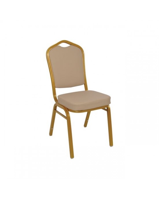 ΕΜ513,7 HILTON Banquet Chair/Gold Metal Frame/Cappuccino Pu 1 pack / 18 pcs