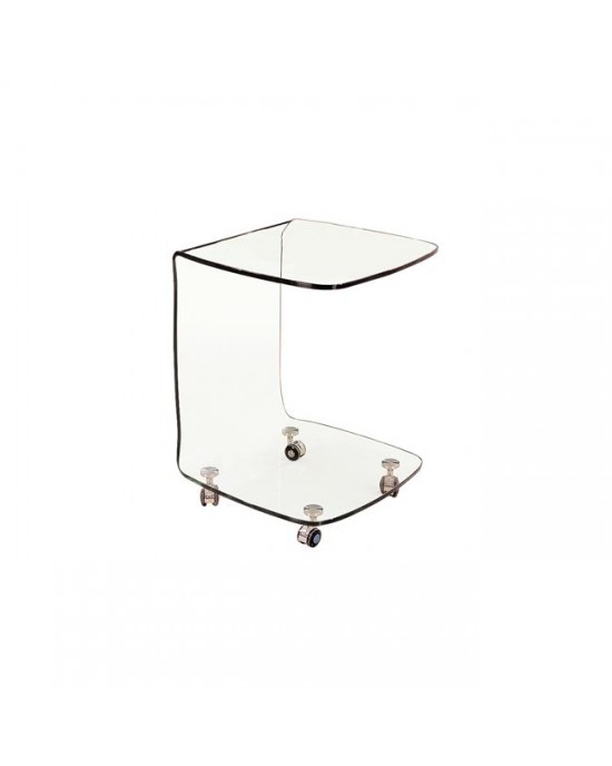 ΕΜ726,1 GLASSER Clear Trolley Side Table 45x45x60cm