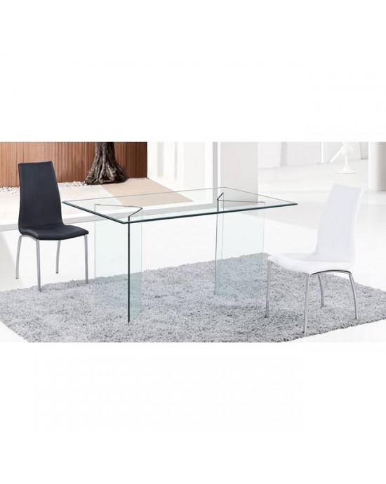 ΕΜ727 GLASSER Clear Dining Table 150x90x75cm