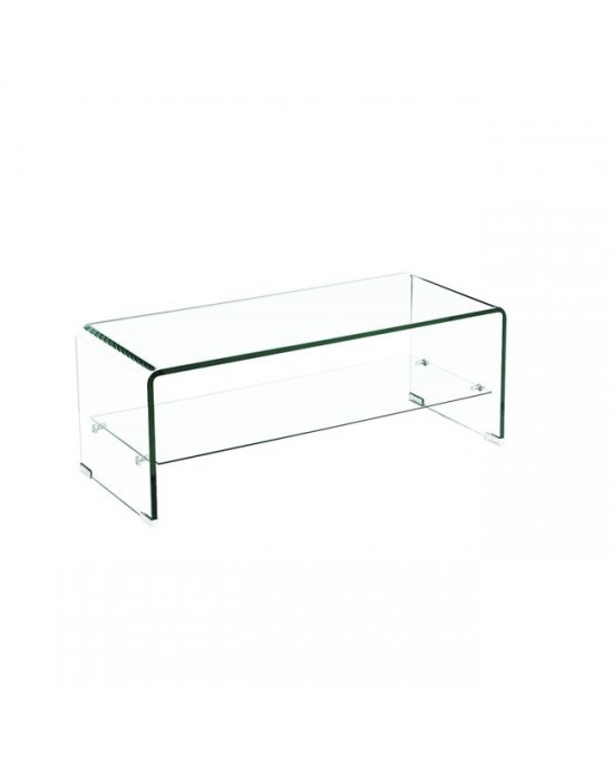 ΕΜ731 GLASSER Clear Coffee Table With Shelf 100x50x43cm