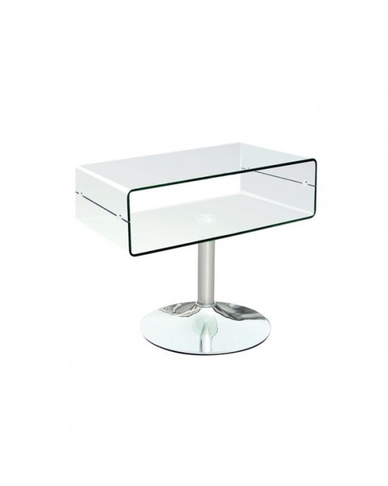 ΕΜ739 GLASSER Clear Tv Table 60x38x46 10mm Glass/Chromed Base