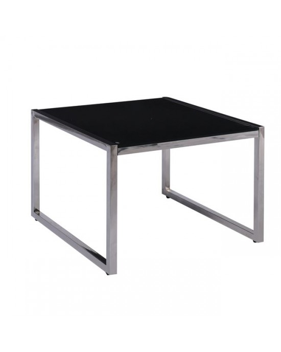 ΕΜ747,1 ACTION Side Table 60x60cm Inox/Black Glass