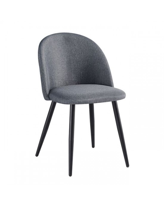 ΕΜ757,3 BELLA Chair Steel Black/Fabric Grey 1 pack / 4 pcs-50x57x81cm