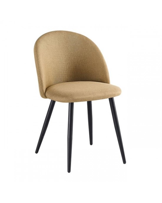 ΕΜ757,4 BELLA Chair Steel Black/Fabric Gold-Brown 1 pack / 4 pcs-50x57x81cm