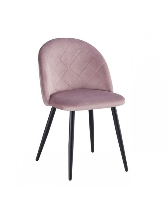 ΕΜ759,1 BELLA Chair Steel Black/Fabric Velure Dirty Pink 1 pack / 4 pcs-50x57x81cm