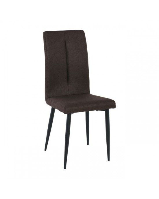 ΕΜ761,3 ΜΙΝΑ Chair Black Metal/Dark Brown Fabric 2 pack / 6 pcs