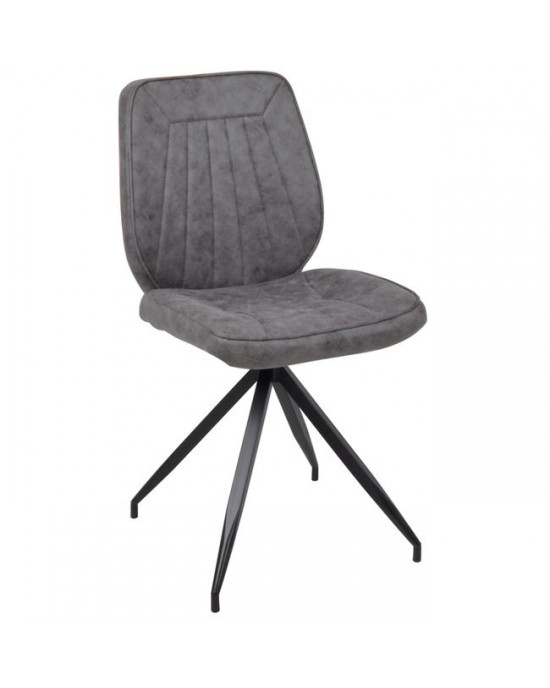 ΕΜ764,2 DONNA Chair Black Metal/Grey Fabric 1 pack / 2 pcs-43x51x89cm