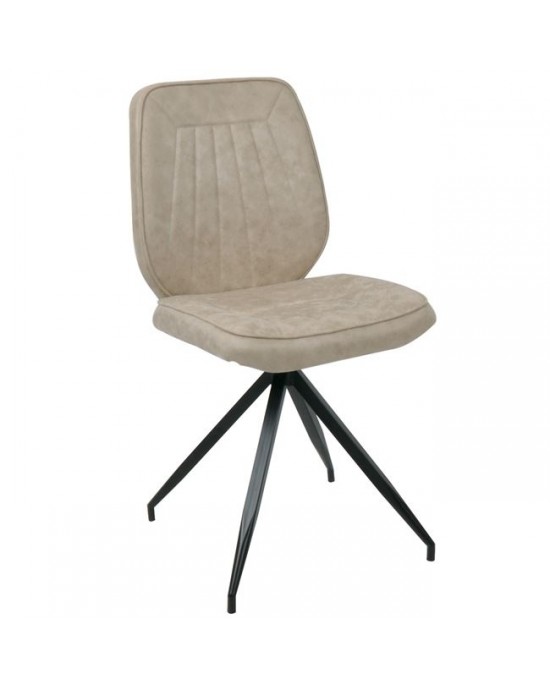 ΕΜ764,3 DONNA Chair Black Metal/Beige Fabric 1 pack / 2 pcs-43x51x89cm