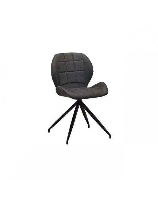 ΕΜ792,1 NORMA Chair Black Metal/Suede Dark Grey Fabric 1 pack / 2 pcs-51x53x81cm