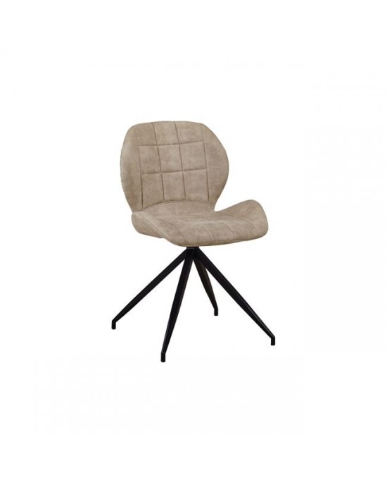 ΕΜ792,3 NORMA Chair Black Metal/Suede Beige Fabric 1 pack / 2 pcs