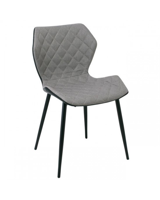 ΕΜ809,1 DAVID Chair Black Metal/Black Pu/Cappuccino Fabric 1 pack / 2 pcs