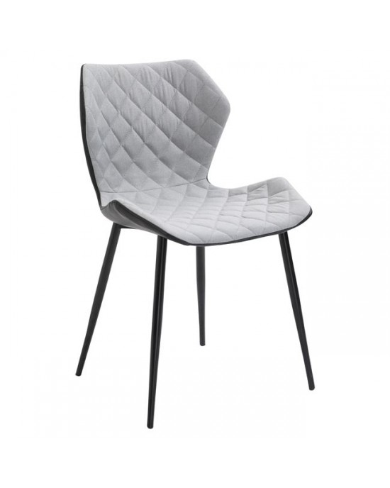 ΕΜ809 DAVID Chair Black Metal/Black Pu/Light Grey Fabric 1 pack / 2 pcs-48x51x78cm