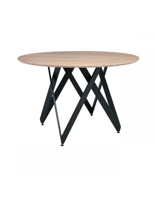 ΕΜ859 ROD Table Φ120cm Steel Black/Sonoma