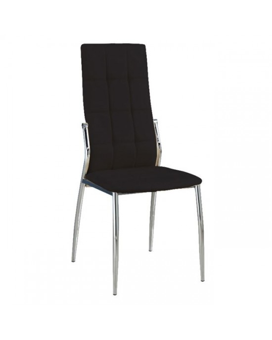 ΕΜ900,1 PRIMA Καρέκλα K/D Τραπεζαρίας Κουζίνας, Μέταλλο Χρώμιο, Pu Μαύρο 2 pack / 4 pcs 45x52x100cm