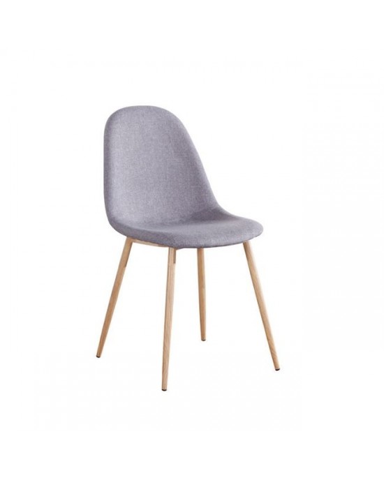 ΕΜ907,1 CELINA Natural Metal Chair, Grey Fabric 1 pack / 4 pcs