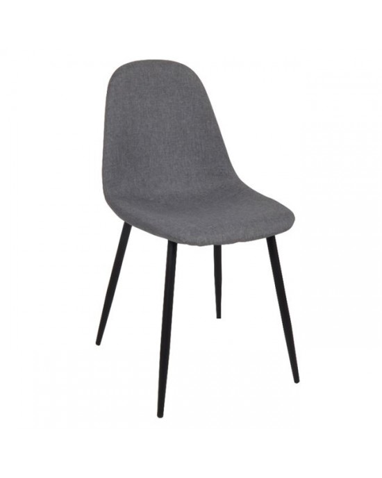ΕΜ907,1Μ CELINA Black Metal Chair, Grey Fabric 1 pack / 4 pcs