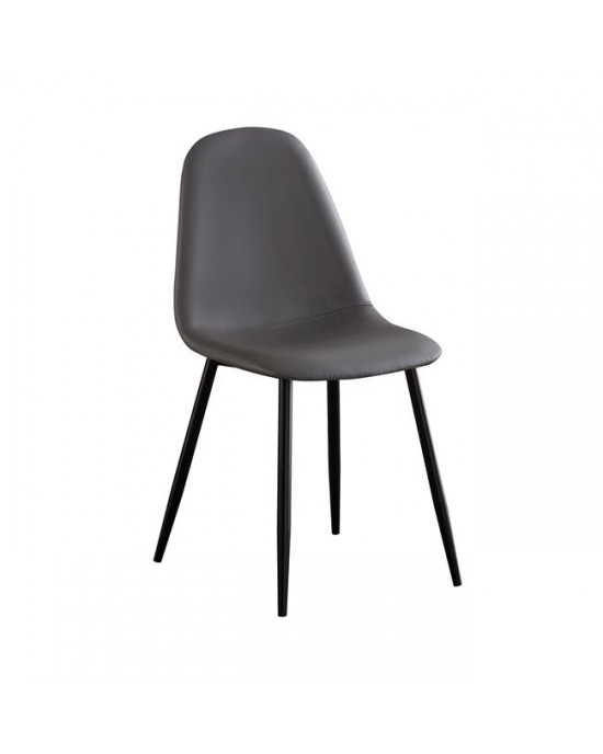 ΕΜ907,1ΜP CELINA Black Metal Chair, Grey Pvc 1 pack / 4 pcs-45x54x85cm