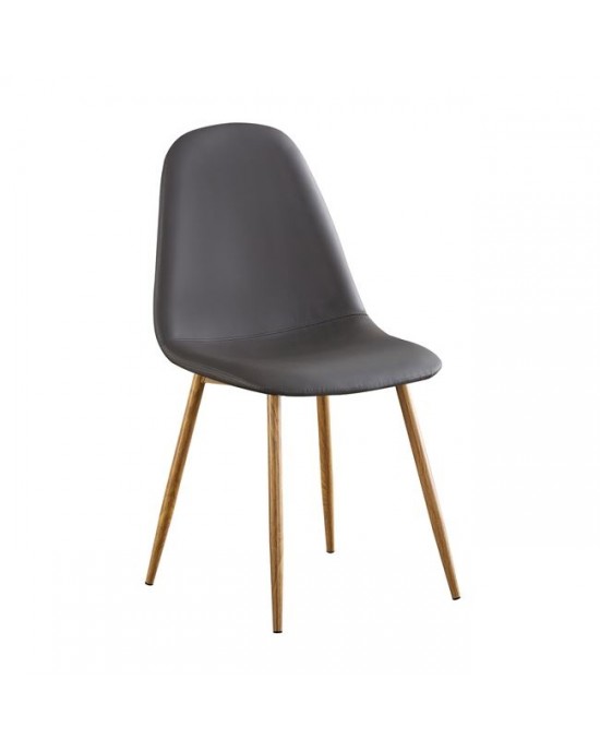 ΕΜ907,1P CELINA Natural Metal Chair, Grey Pvc 1 pack / 4 pcs-45x54x85cm